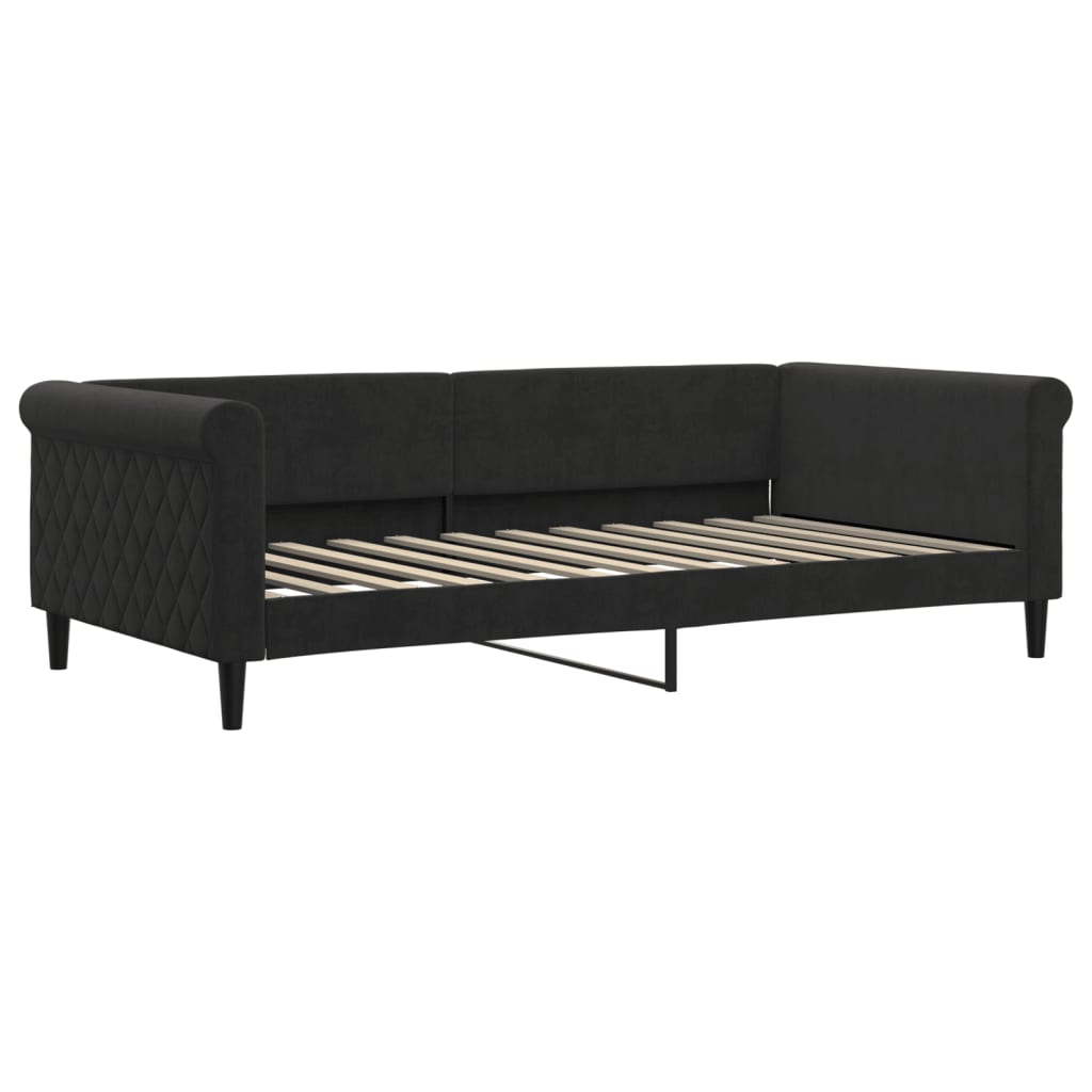 vidaXL Pat de zi cu extensie, negru, 100x200 cm, catifea