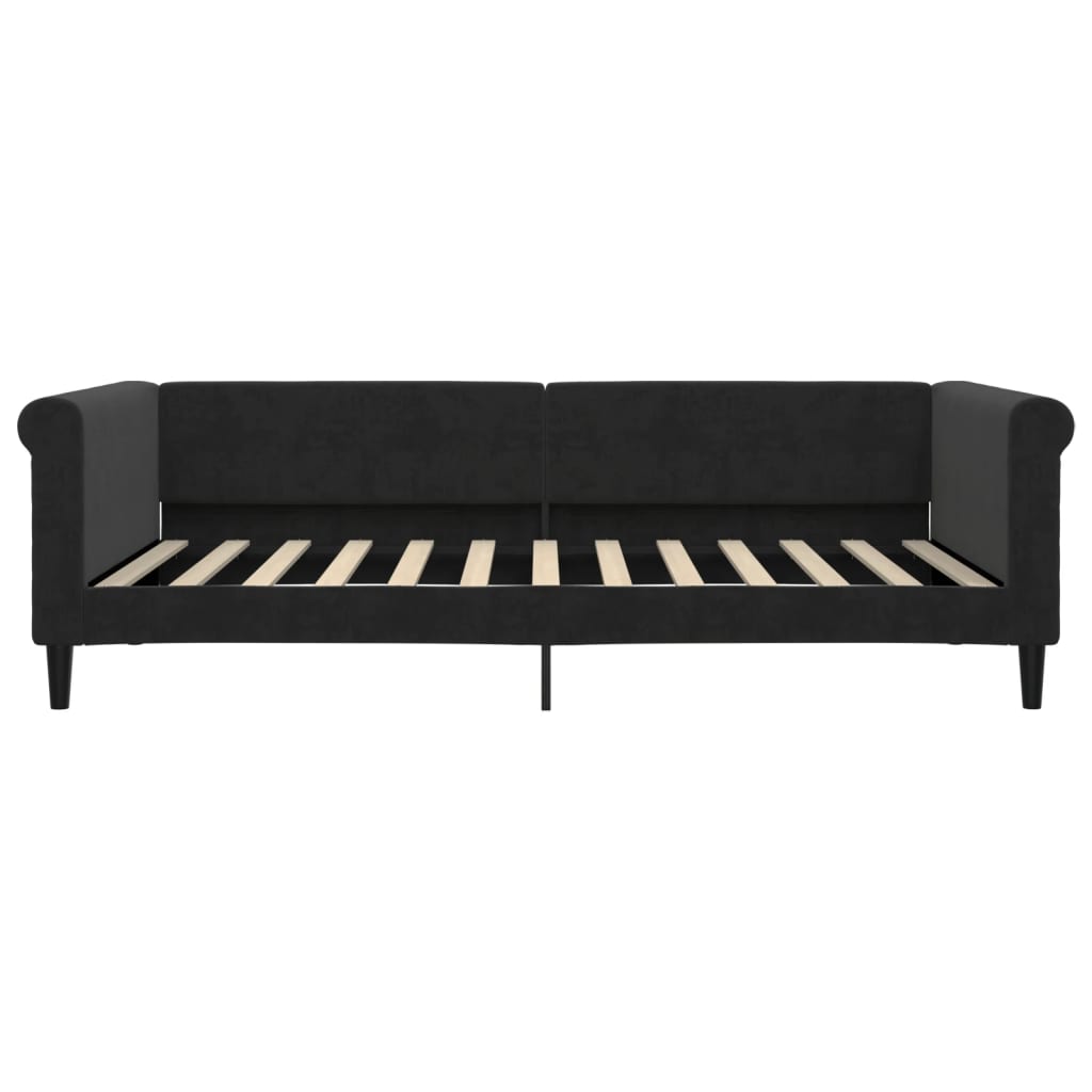 vidaXL Pat de zi cu extensie, negru, 100x200 cm, catifea