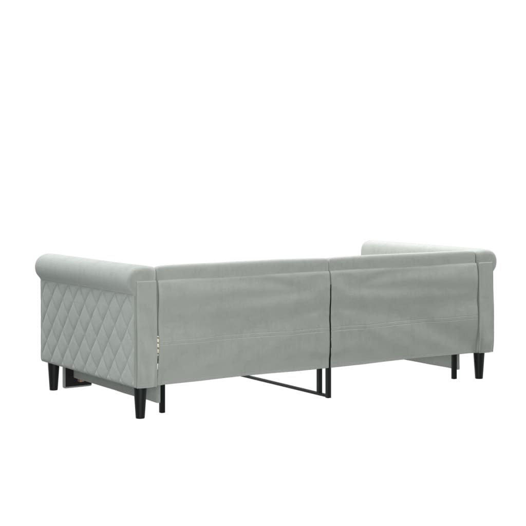 vidaXL Pat de zi cu extensie, gri deschis, 90x190 cm, catifea vidaXL Pat de zi cu extensie, gri deschis, 90x190 cm, catifea