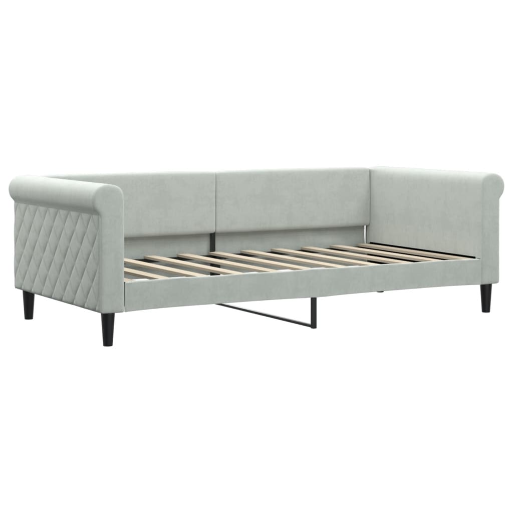 vidaXL Pat de zi cu extensie, gri deschis, 90x190 cm, catifea vidaXL Pat de zi cu extensie, gri deschis, 90x190 cm, catifea