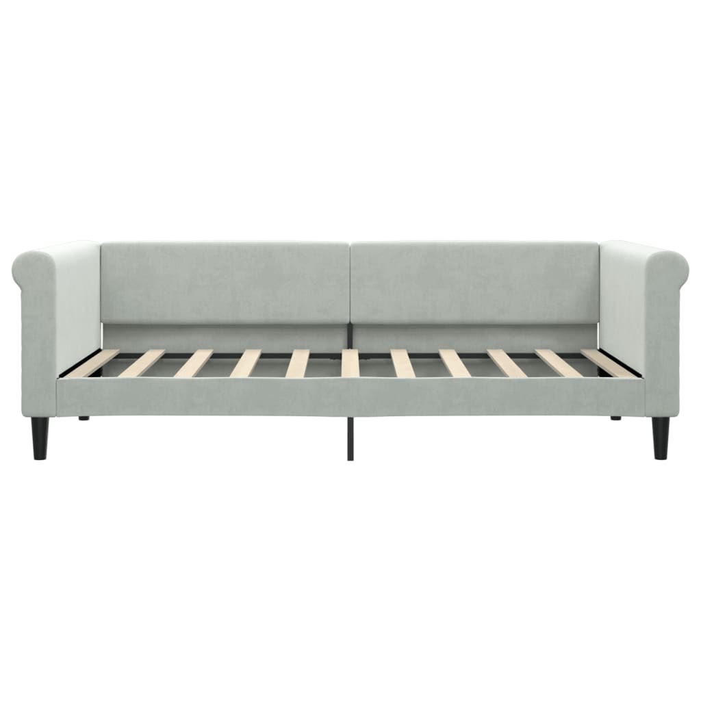 vidaXL Pat de zi cu extensie, gri deschis, 90x190 cm, catifea vidaXL Pat de zi cu extensie, gri deschis, 90x190 cm, catifea