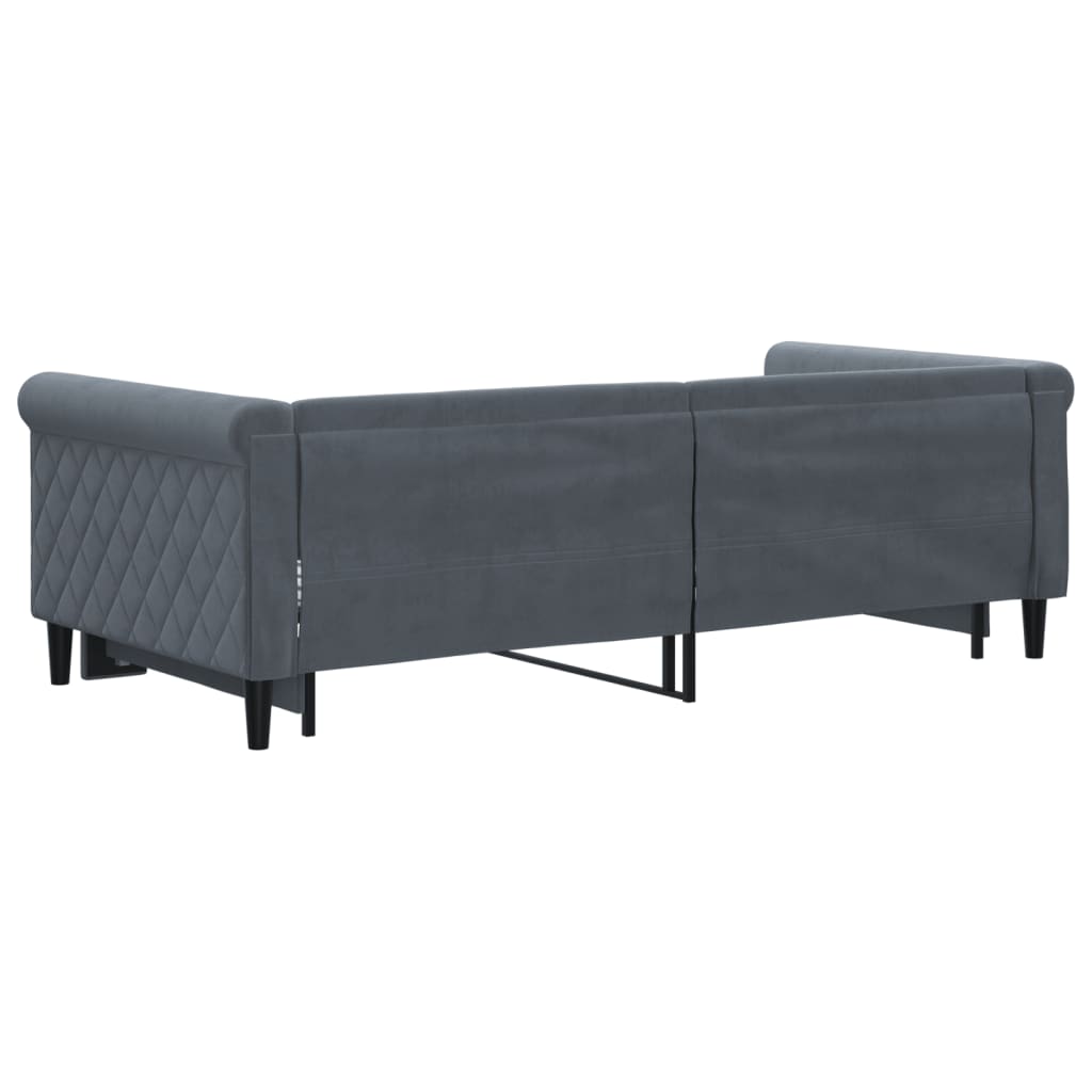 vidaXL Pat de zi cu extensie, gri închis, 90x190 cm, catifea vidaXL Pat de zi cu extensie, gri închis, 90x190 cm, catifea