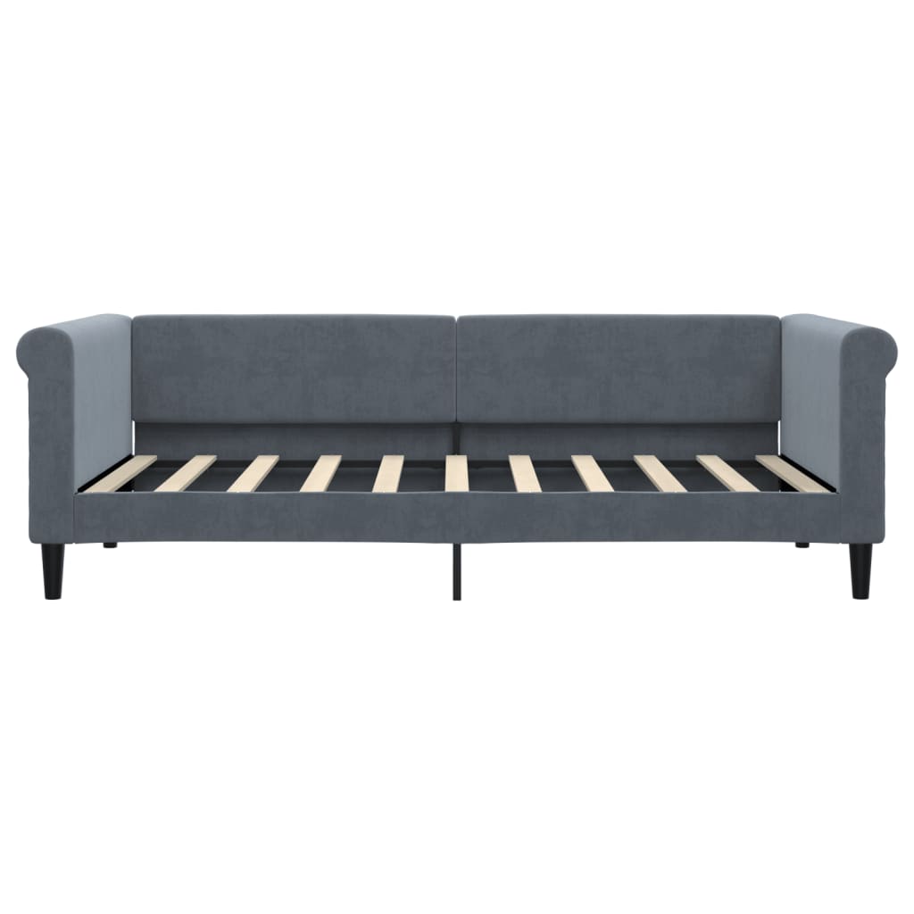 vidaXL Pat de zi cu extensie, gri închis, 90x190 cm, catifea vidaXL Pat de zi cu extensie, gri închis, 90x190 cm, catifea