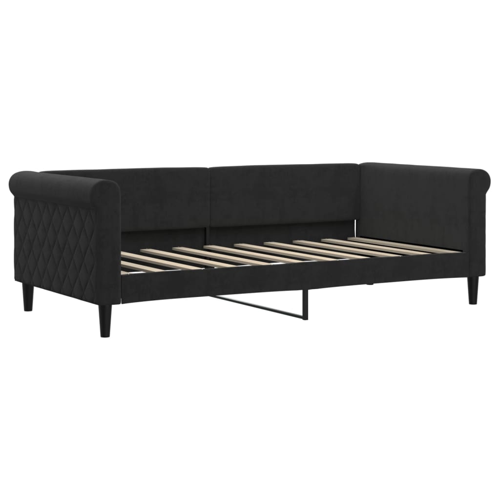 vidaXL Pat de zi cu extensie, negru, 90x190 cm, catifea vidaXL Pat de zi cu extensie, negru, 90x190 cm, catifea