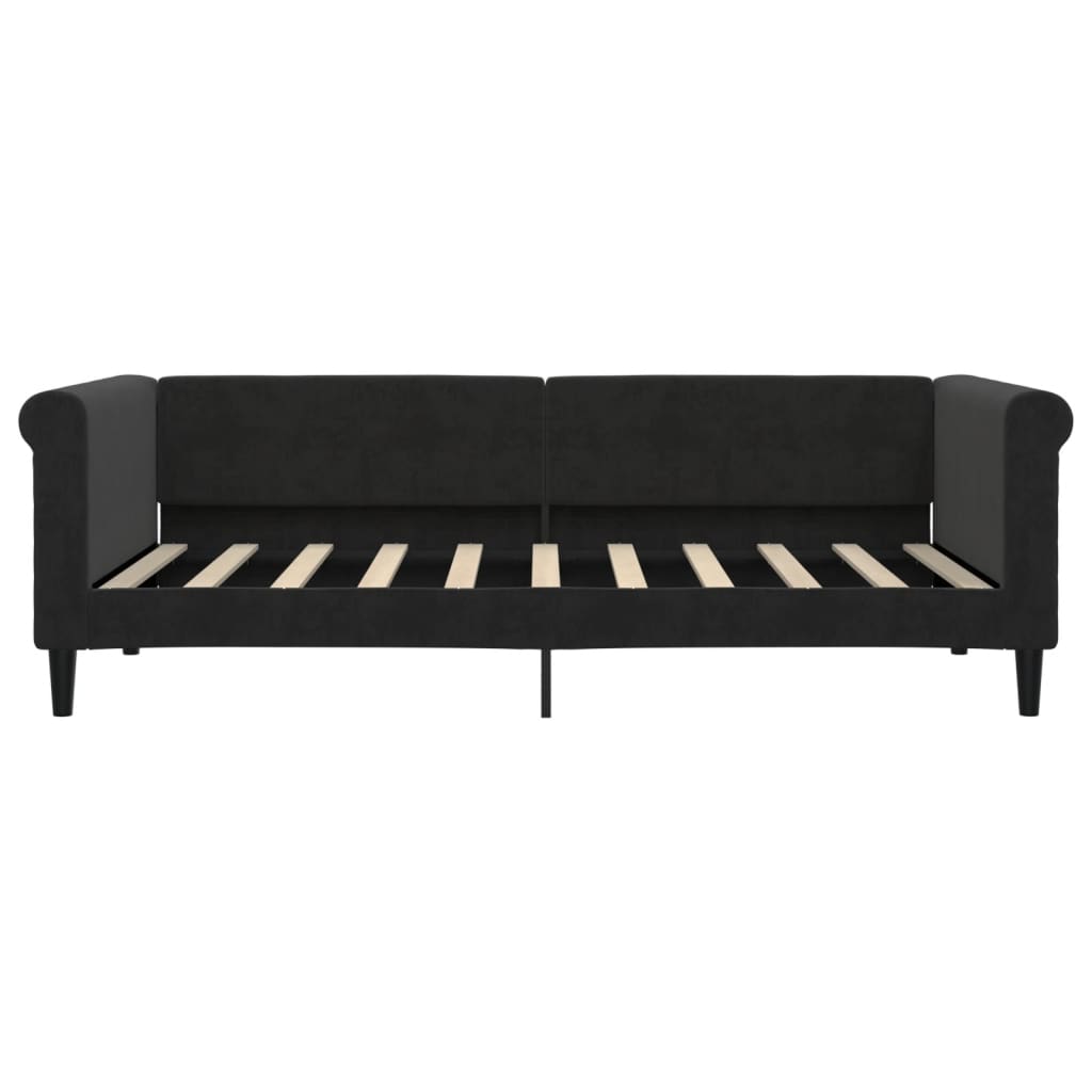 vidaXL Pat de zi cu extensie, negru, 90x190 cm, catifea vidaXL Pat de zi cu extensie, negru, 90x190 cm, catifea