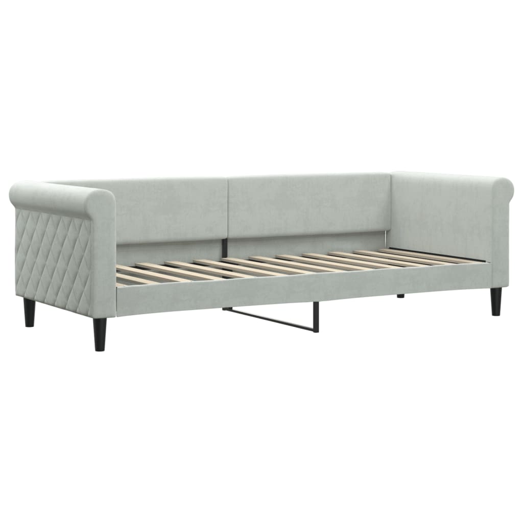 vidaXL Pat de zi cu extensie și saltele, gri deschis 80x200 cm catifea vidaXL Pat de zi cu extensie și saltele, gri deschis 80x200 cm catifea
