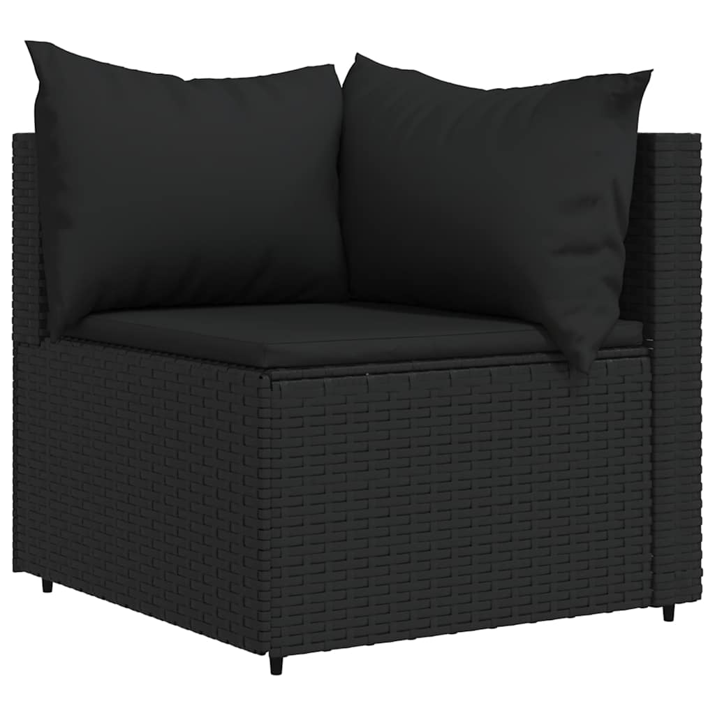 vidaXL Set mobilier de grădină cu perne, 3 piese, negru, poliratan vidaXL Set mobilier de grădină cu perne, 3 piese, negru, poliratan