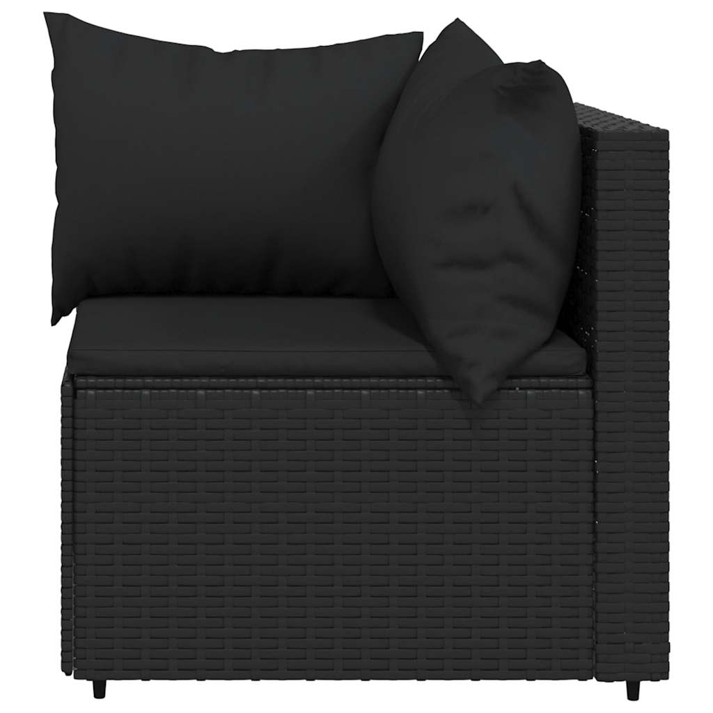 vidaXL Set mobilier de grădină cu perne, 3 piese, negru, poliratan vidaXL Set mobilier de grădină cu perne, 3 piese, negru, poliratan