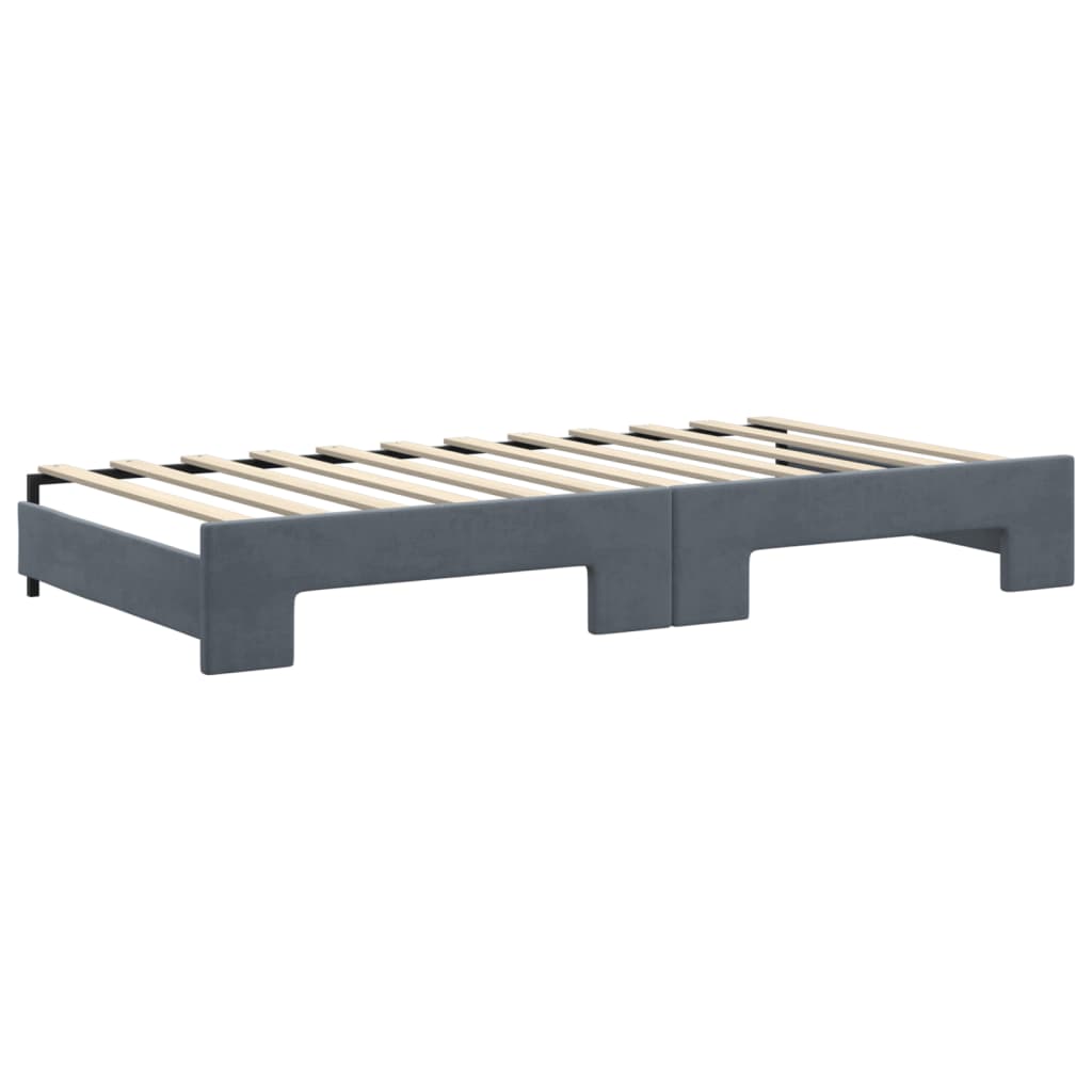 vidaXL Pat de zi cu extensie și saltele, gri închis 100x200 cm catifea