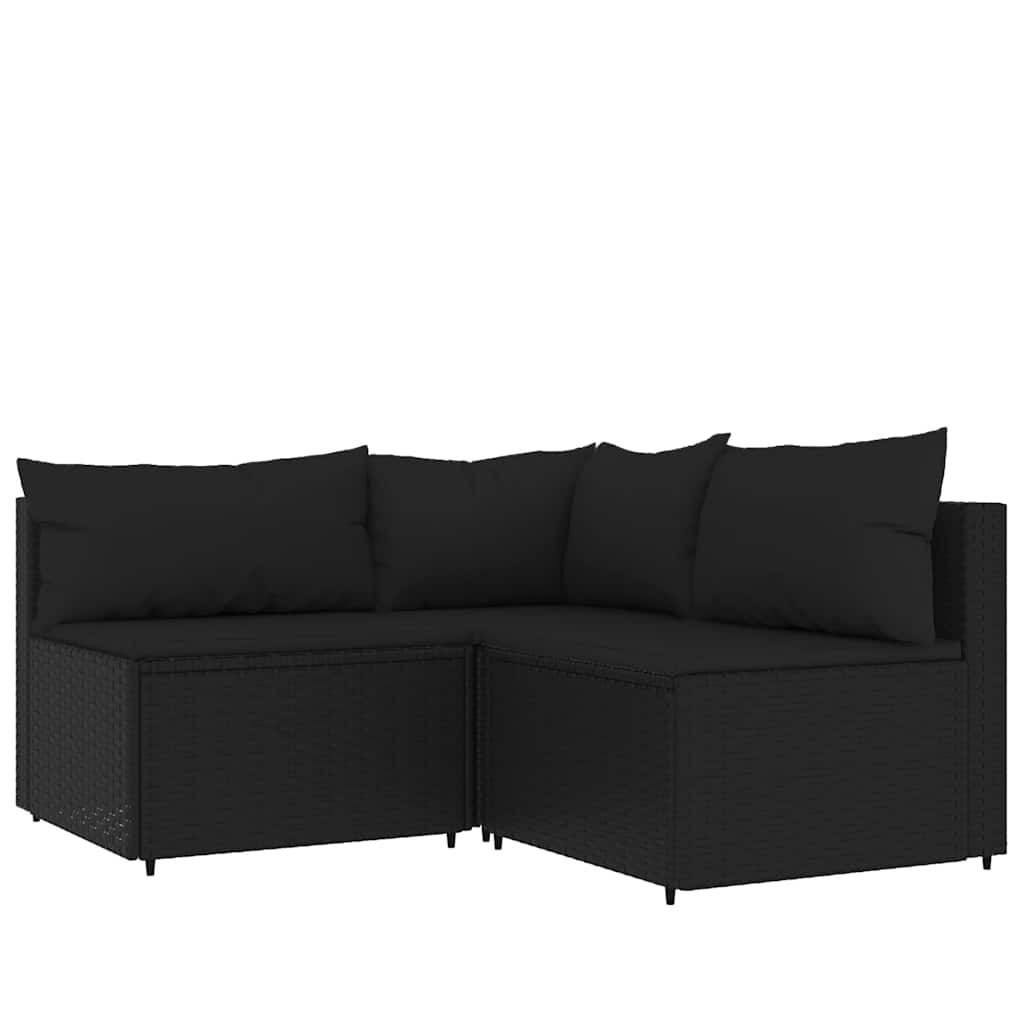 vidaXL Set mobilier relaxare grădină 4 piese cu perne poliratan negru