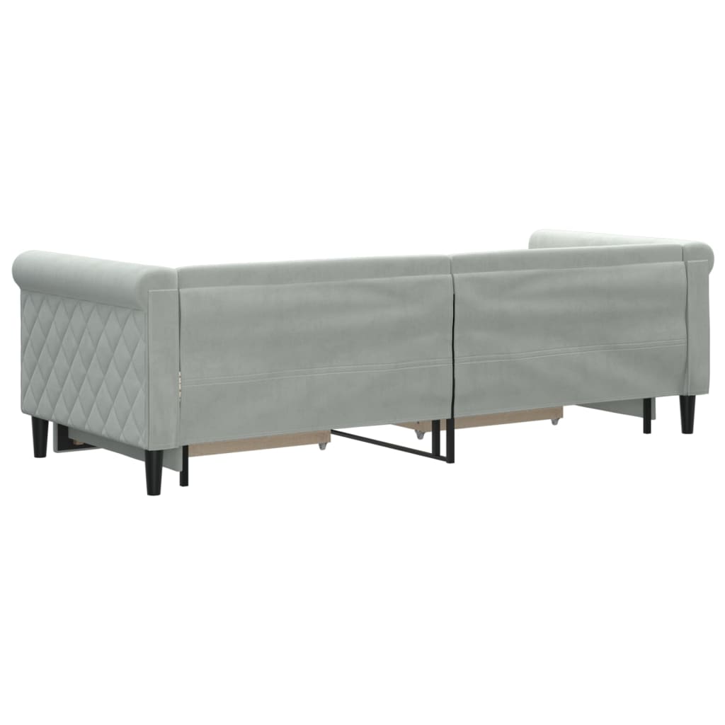 vidaXL Pat de zi cu extensie și sertare, gri deschis 80x200 cm catifea