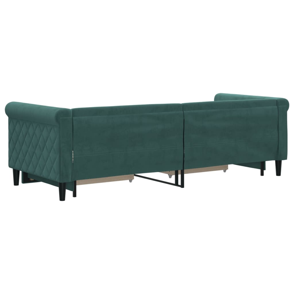 vidaXL Pat de zi cu extensie și sertare verde închis 80x200 cm catifea