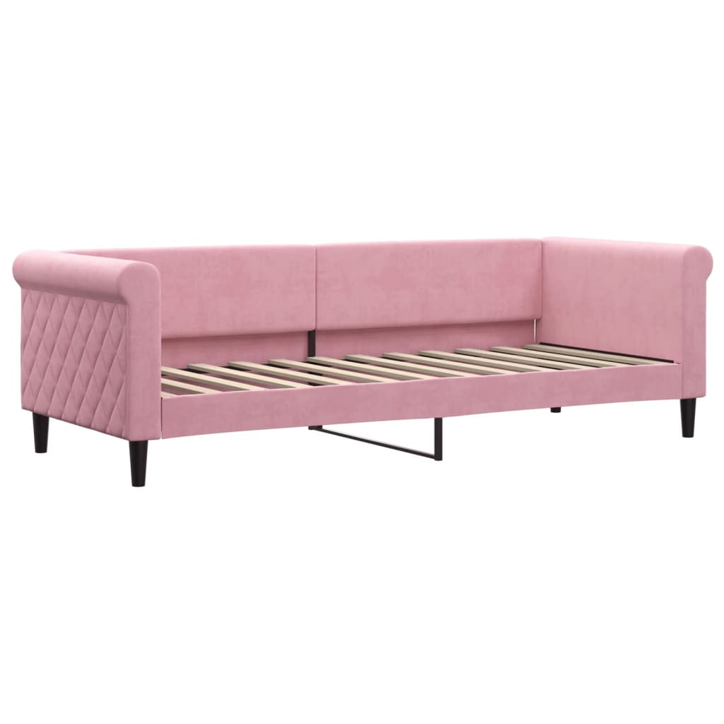 vidaXL Pat de zi cu extensie și sertare, roz, 80x200 cm, catifea vidaXL Pat de zi cu extensie și sertare, roz, 80x200 cm, catifea