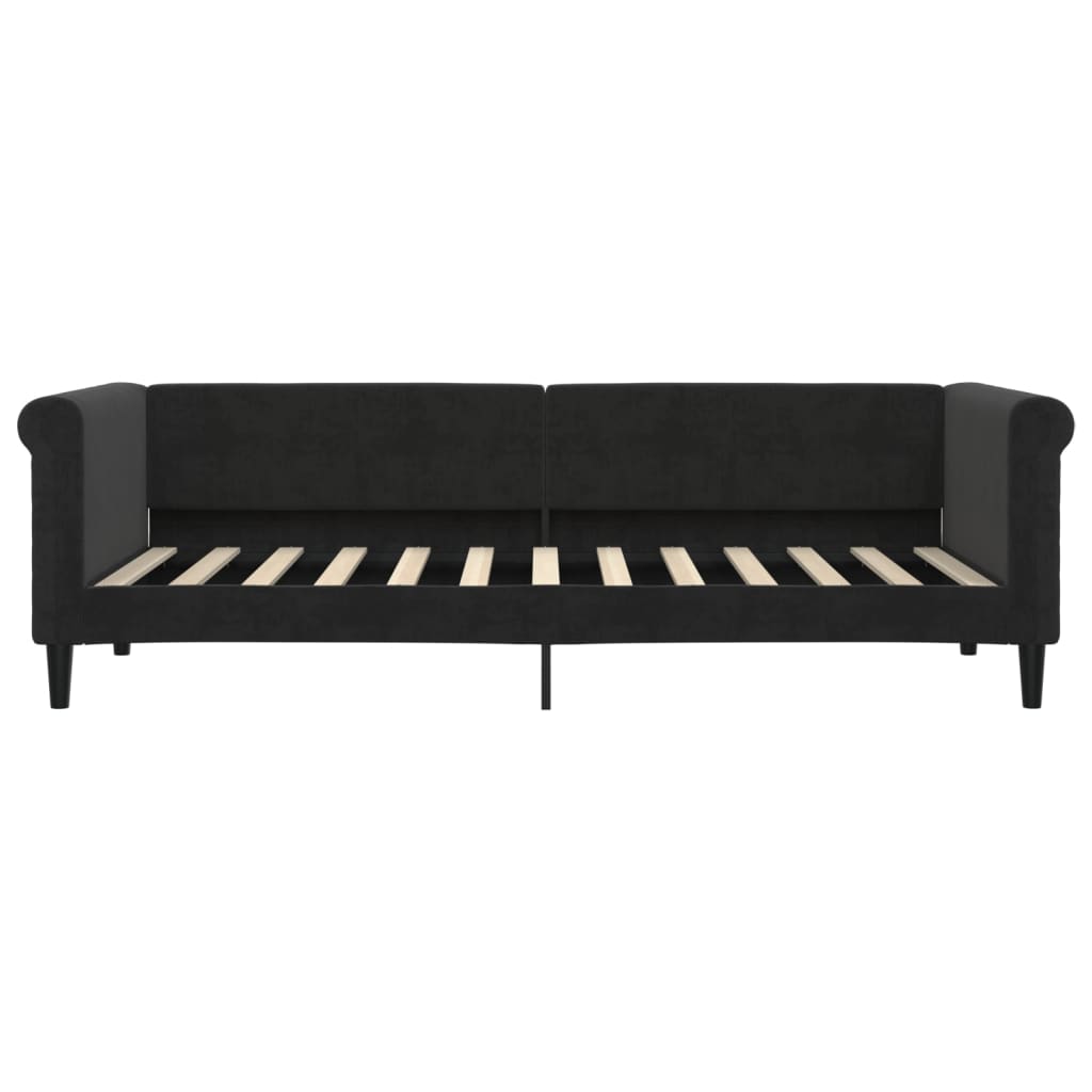 vidaXL Pat de zi cu extensie și sertare, negru, 80x200 cm, catifea