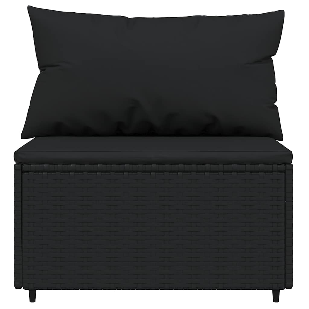 vidaXL Set mobilier de grădină cu perne, 3 piese, negru, poliratan vidaXL Set mobilier de grădină cu perne, 3 piese, negru, poliratan