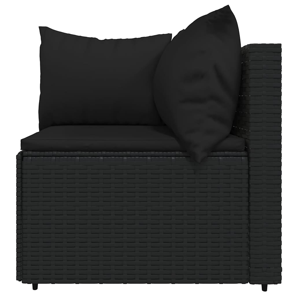 vidaXL Set mobilier de grădină cu perne, 3 piese, negru, poliratan vidaXL Set mobilier de grădină cu perne, 3 piese, negru, poliratan