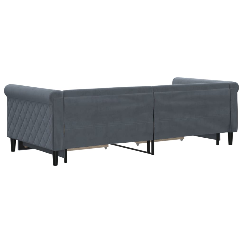 vidaXL Pat de zi cu extensie și sertare gri închis 90x200 cm catifea