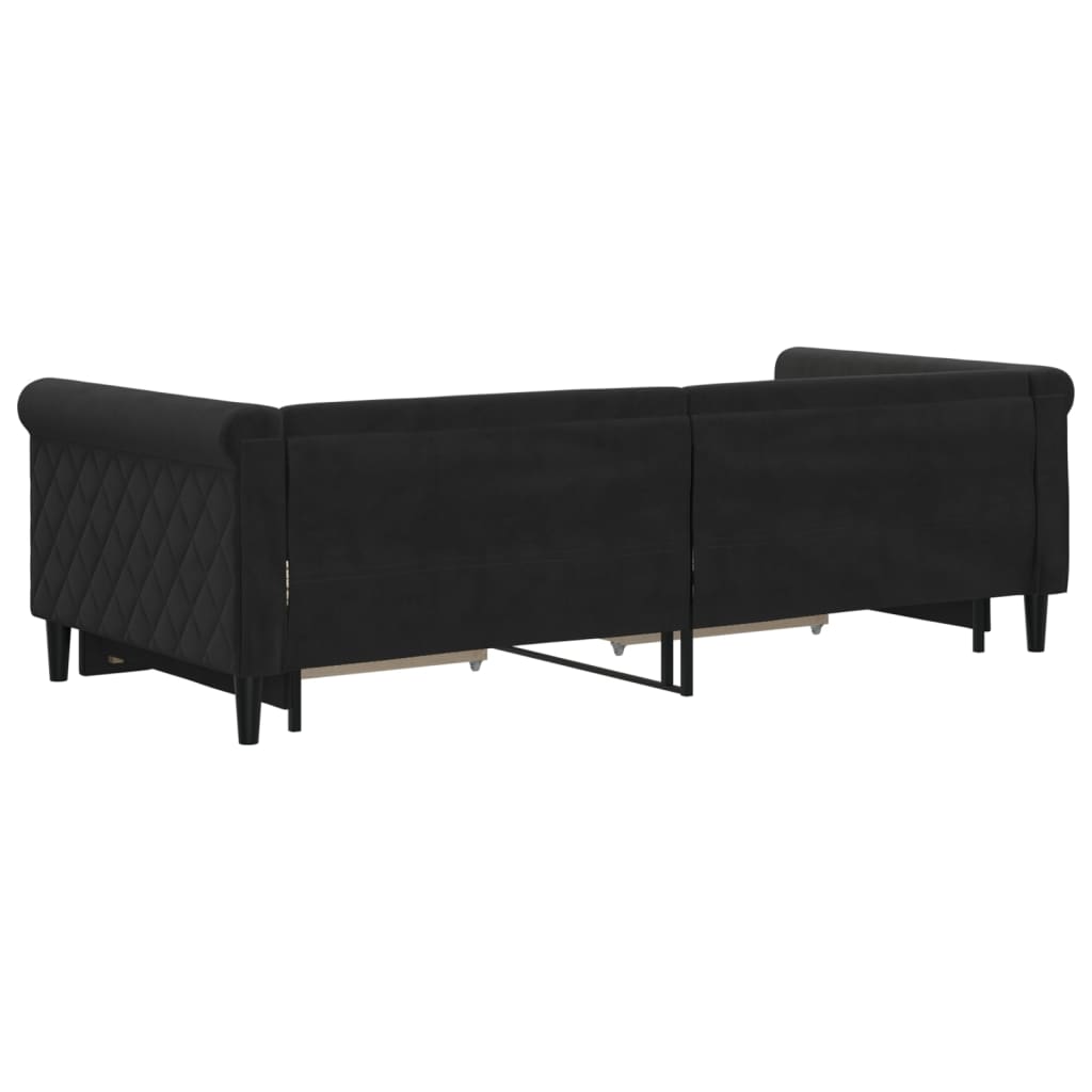 vidaXL Pat de zi cu extensie și sertare, negru, 90x200 cm, catifea vidaXL Pat de zi cu extensie și sertare, negru, 90x200 cm, catifea
