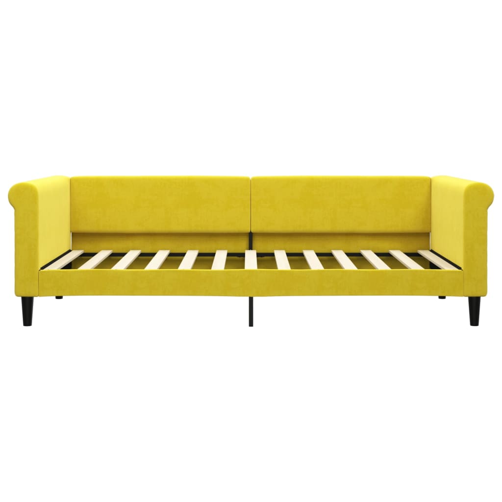 vidaXL Pat de zi cu extensie și sertare, galben, 90x200 cm, catifea vidaXL Pat de zi cu extensie și sertare, galben, 90x200 cm, catifea