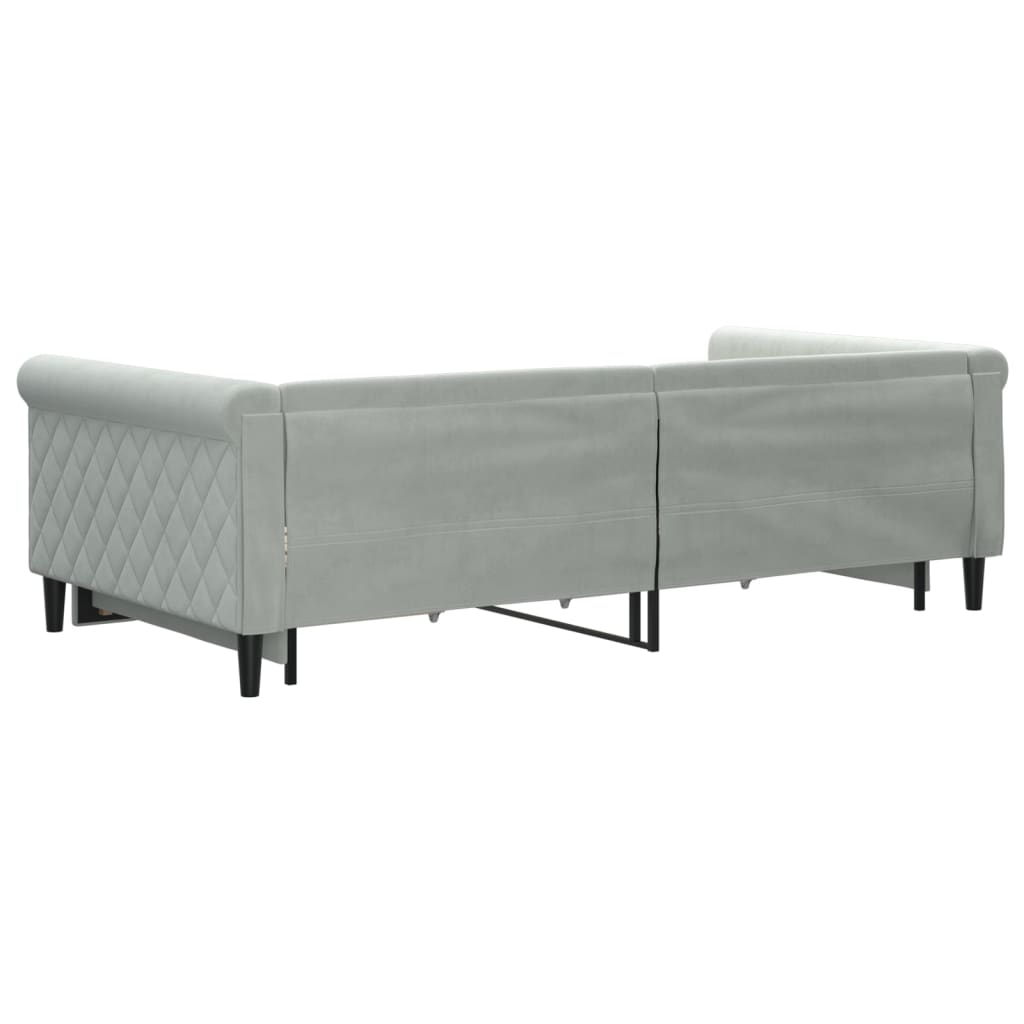 vidaXL Pat de zi cu extensie și sertare gri deschis 100x200 cm catifea