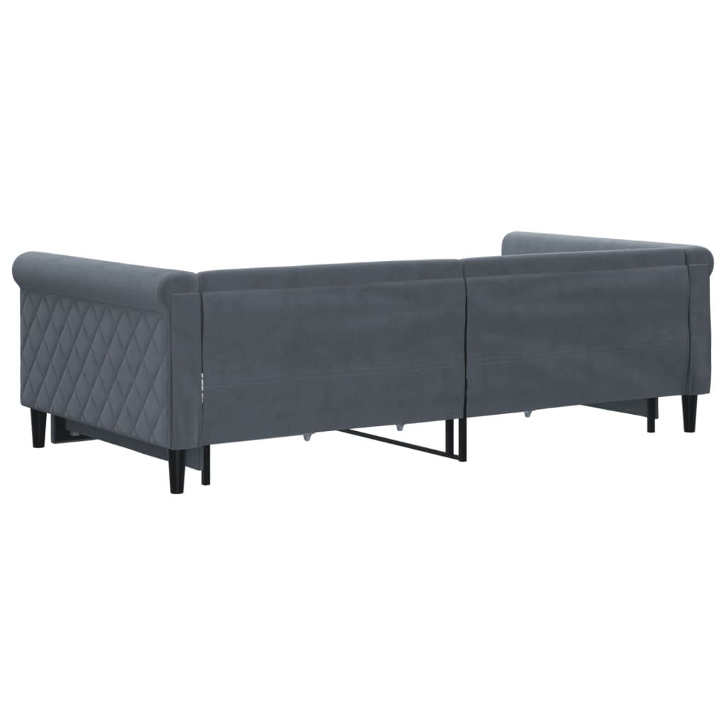 vidaXL Pat de zi cu extensie și sertare gri închis 100x200cm catifea