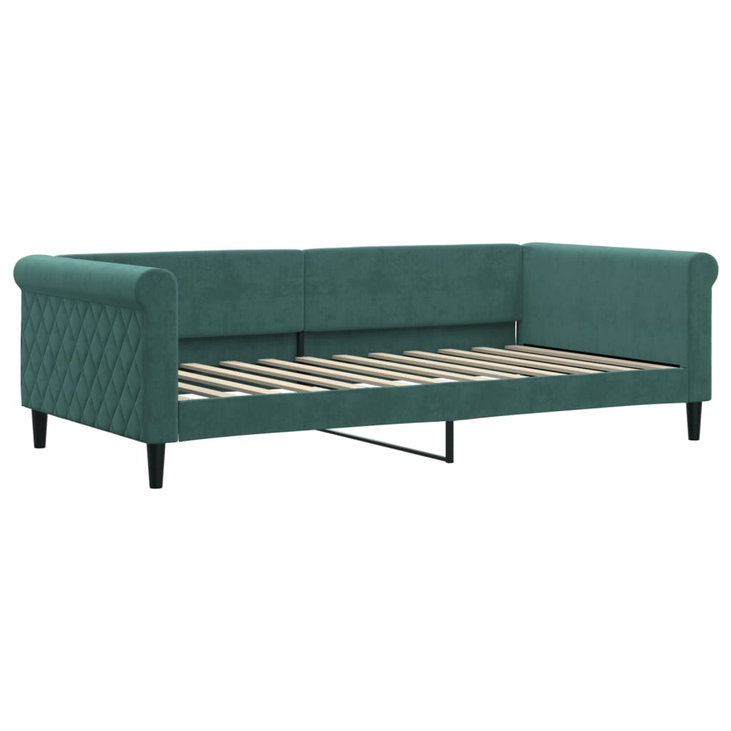 vidaXL Pat de zi cu extensie și sertare verde închis 100x200cm catifea