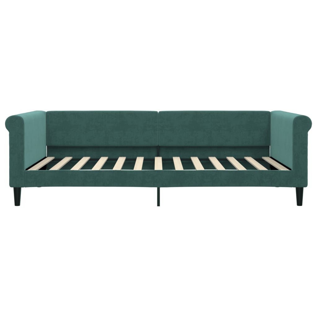 vidaXL Pat de zi cu extensie și sertare verde închis 100x200cm catifea