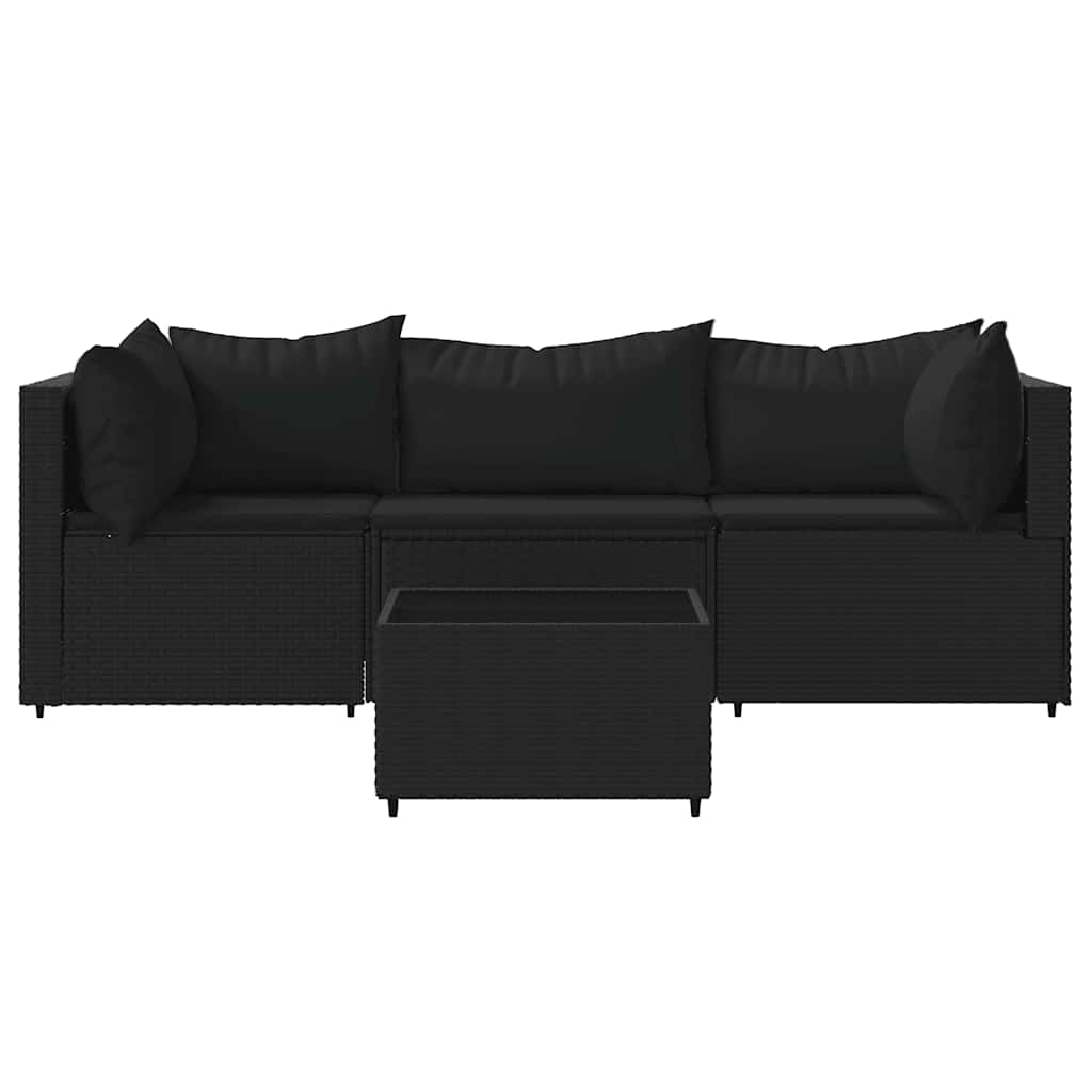 vidaXL Set mobilier relaxare grădină 4 piese cu perne poliratan negru