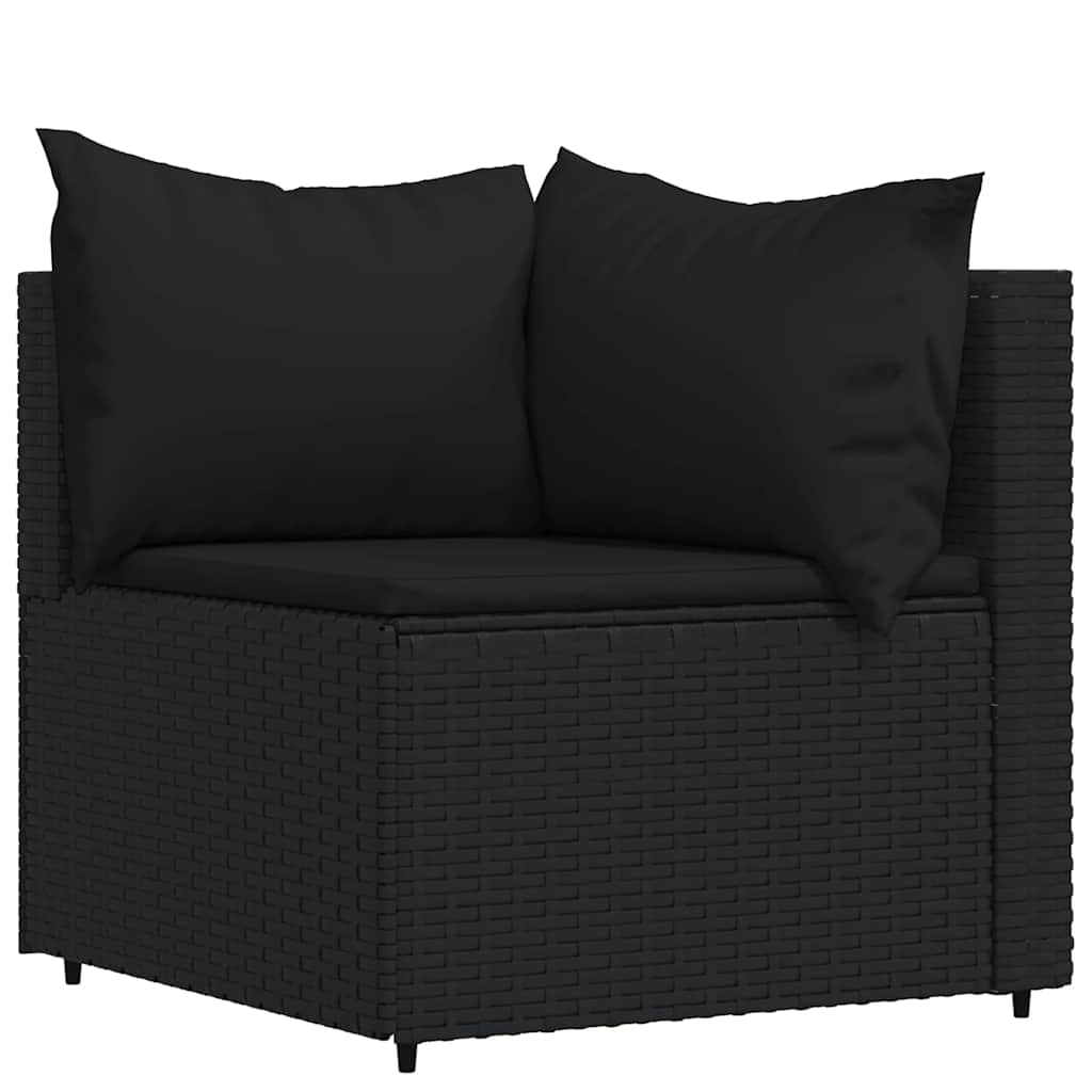 vidaXL Set mobilier relaxare grădină 4 piese cu perne poliratan negru