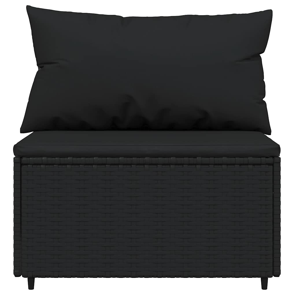 vidaXL Set mobilier relaxare grădină 4 piese cu perne poliratan negru