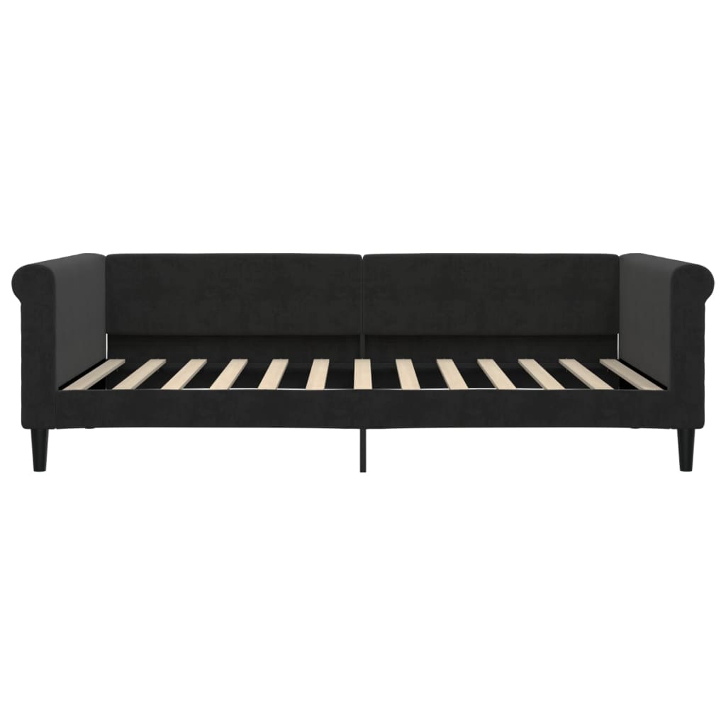 vidaXL Pat de zi cu extensie și sertare, negru, 100x200 cm, catifea