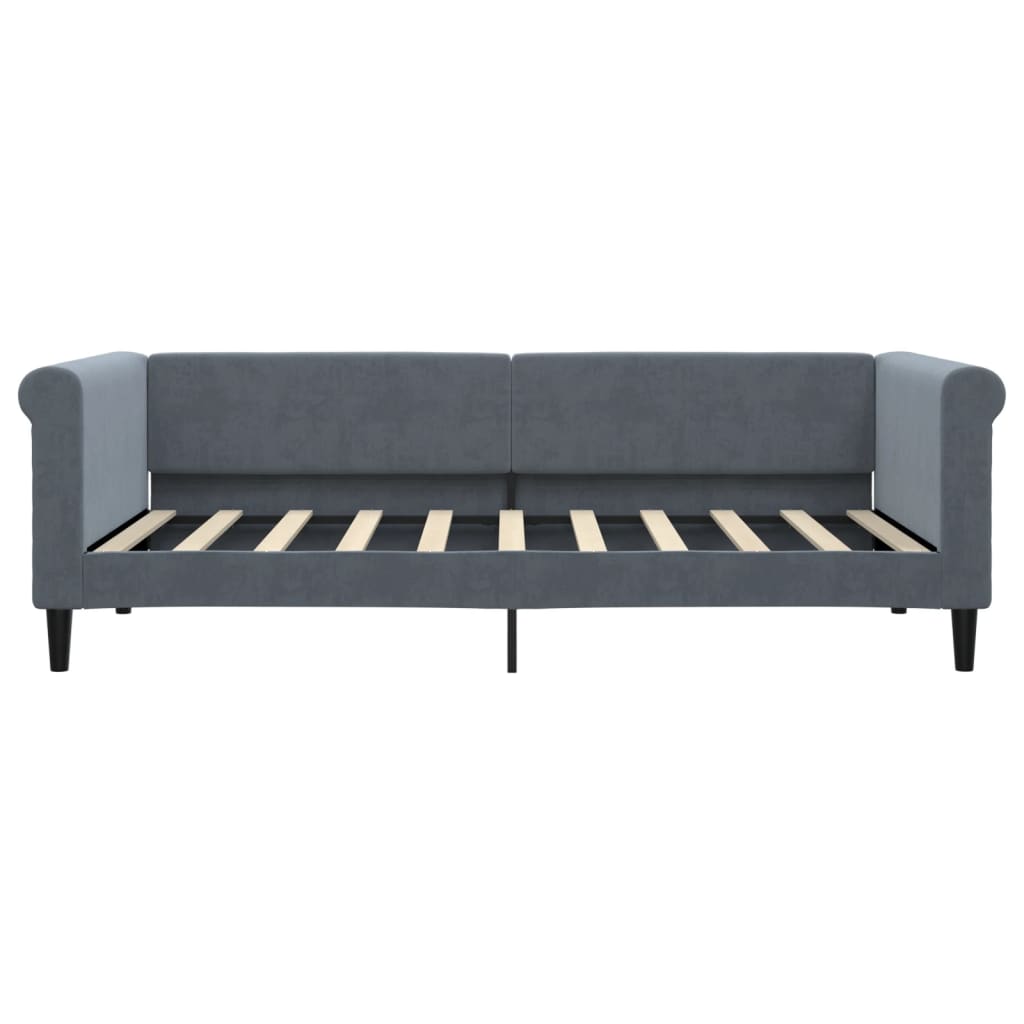 vidaXL Pat de zi cu extensie și sertare, gri închis, 90x190cm catifea
