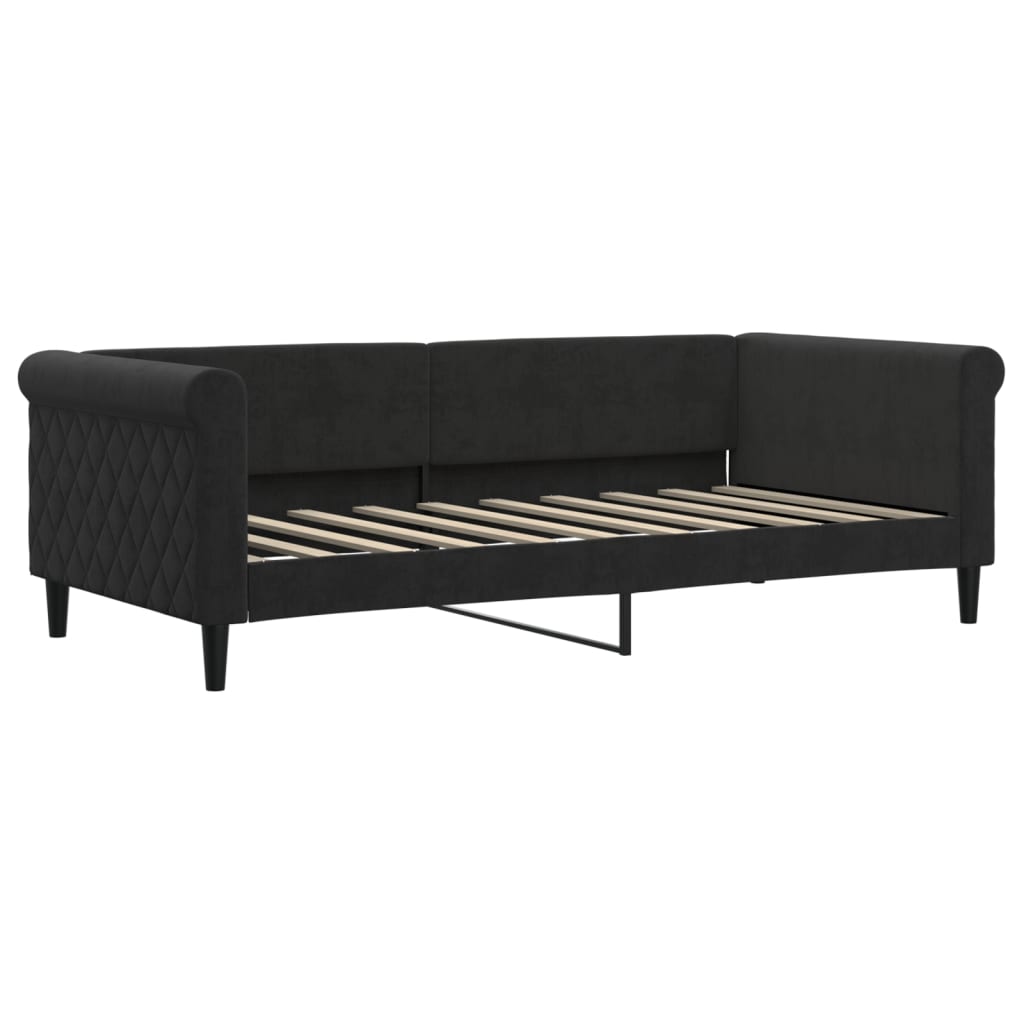 vidaXL Pat de zi cu extensie și sertare, negru, 90x190 cm, catifea vidaXL Pat de zi cu extensie și sertare, negru, 90x190 cm, catifea