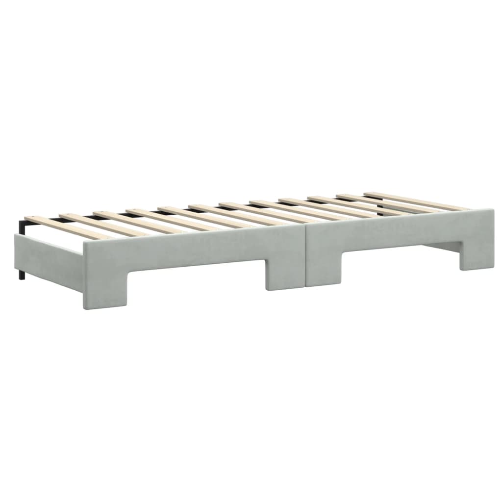 vidaXL Pat de zi cu extensie și sertare, gri deschis 80x200 cm catifea