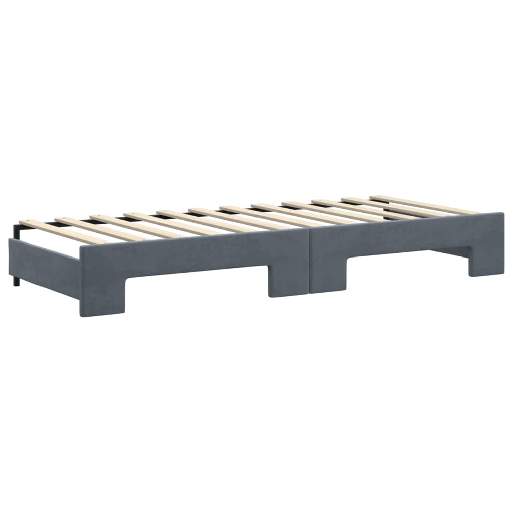 vidaXL Pat de zi cu extensie și sertare gri închis 80x200 cm catifea vidaXL Pat de zi cu extensie și sertare gri închis 80x200 cm catifea