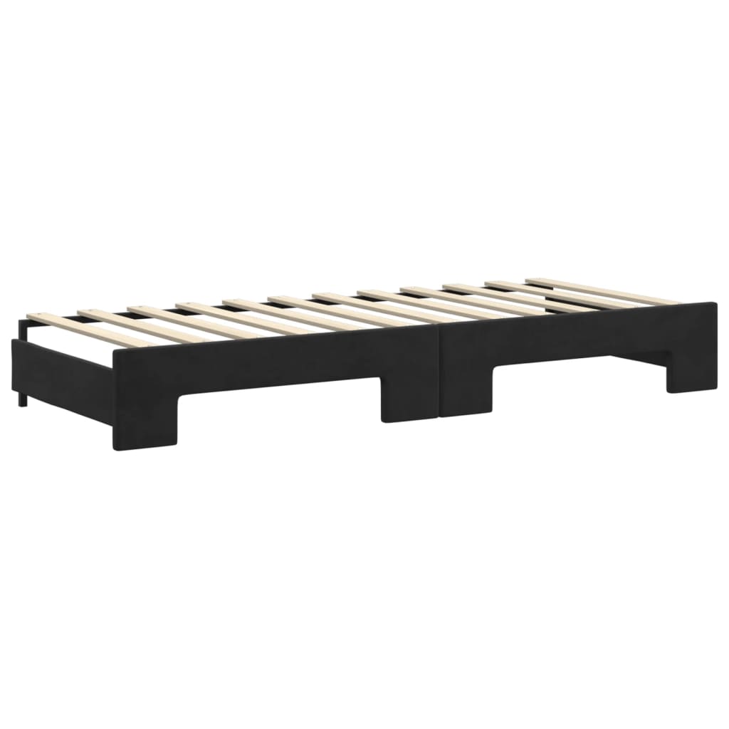 vidaXL Pat de zi cu extensie și sertare, negru, 80x200 cm, catifea vidaXL Pat de zi cu extensie și sertare, negru, 80x200 cm, catifea