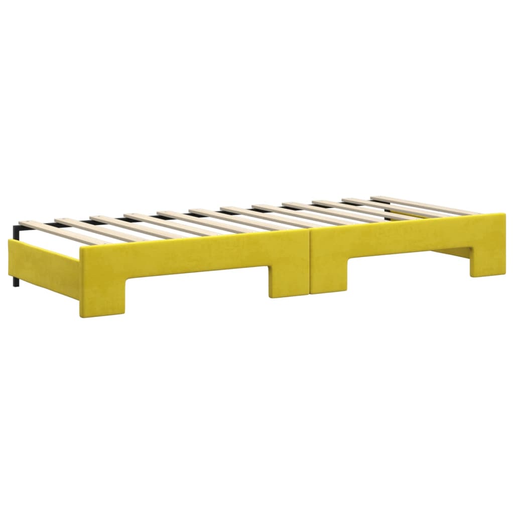 vidaXL Pat de zi cu extensie și sertare, galben, 80x200 cm, catifea vidaXL Pat de zi cu extensie și sertare, galben, 80x200 cm, catifea