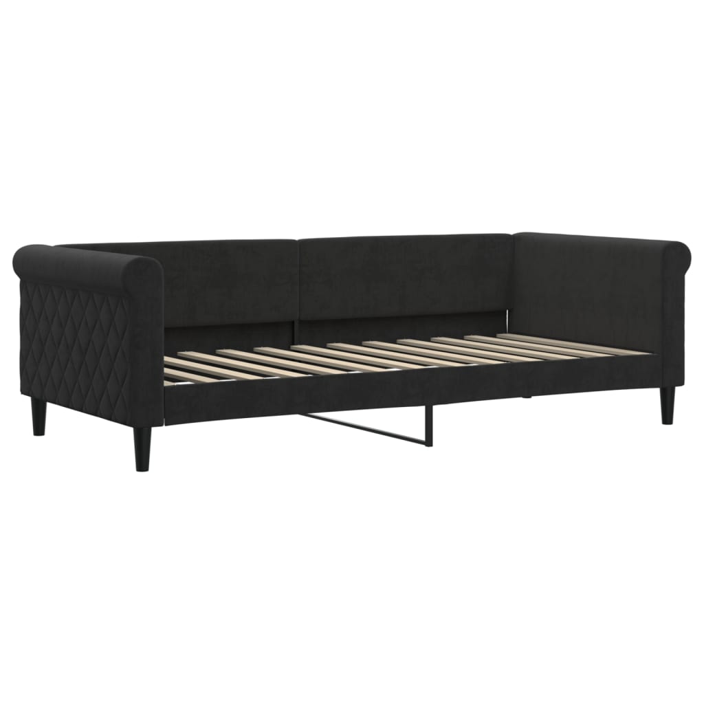 vidaXL Pat de zi cu extensie și sertare, negru, 90x200 cm, catifea vidaXL Pat de zi cu extensie și sertare, negru, 90x200 cm, catifea