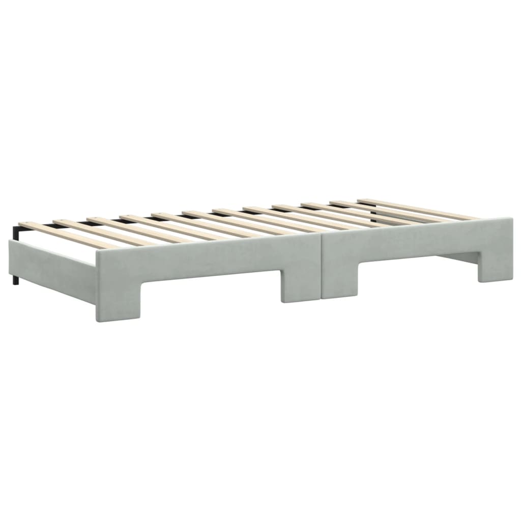 vidaXL Pat de zi cu extensie și sertare gri deschis 100x200 cm catifea