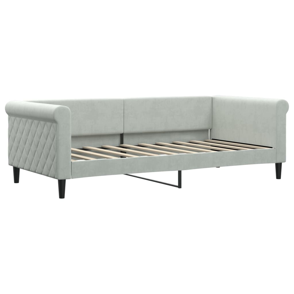vidaXL Pat de zi cu extensie și sertare, gri deschis 90x190 cm catifea