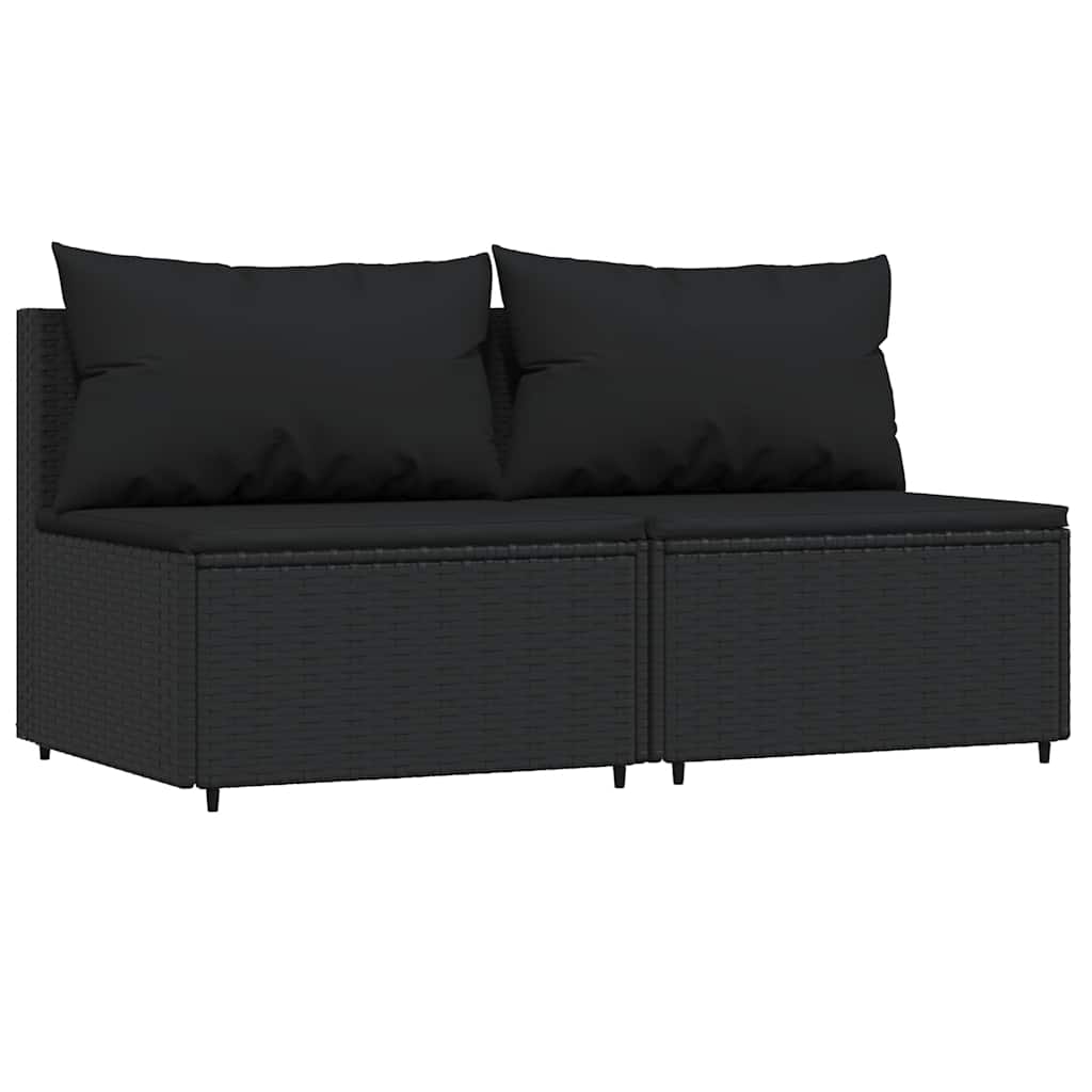 vidaXL Set mobilier de grădină cu perne, 3 piese, negru, poliratan vidaXL Set mobilier de grădină cu perne, 3 piese, negru, poliratan