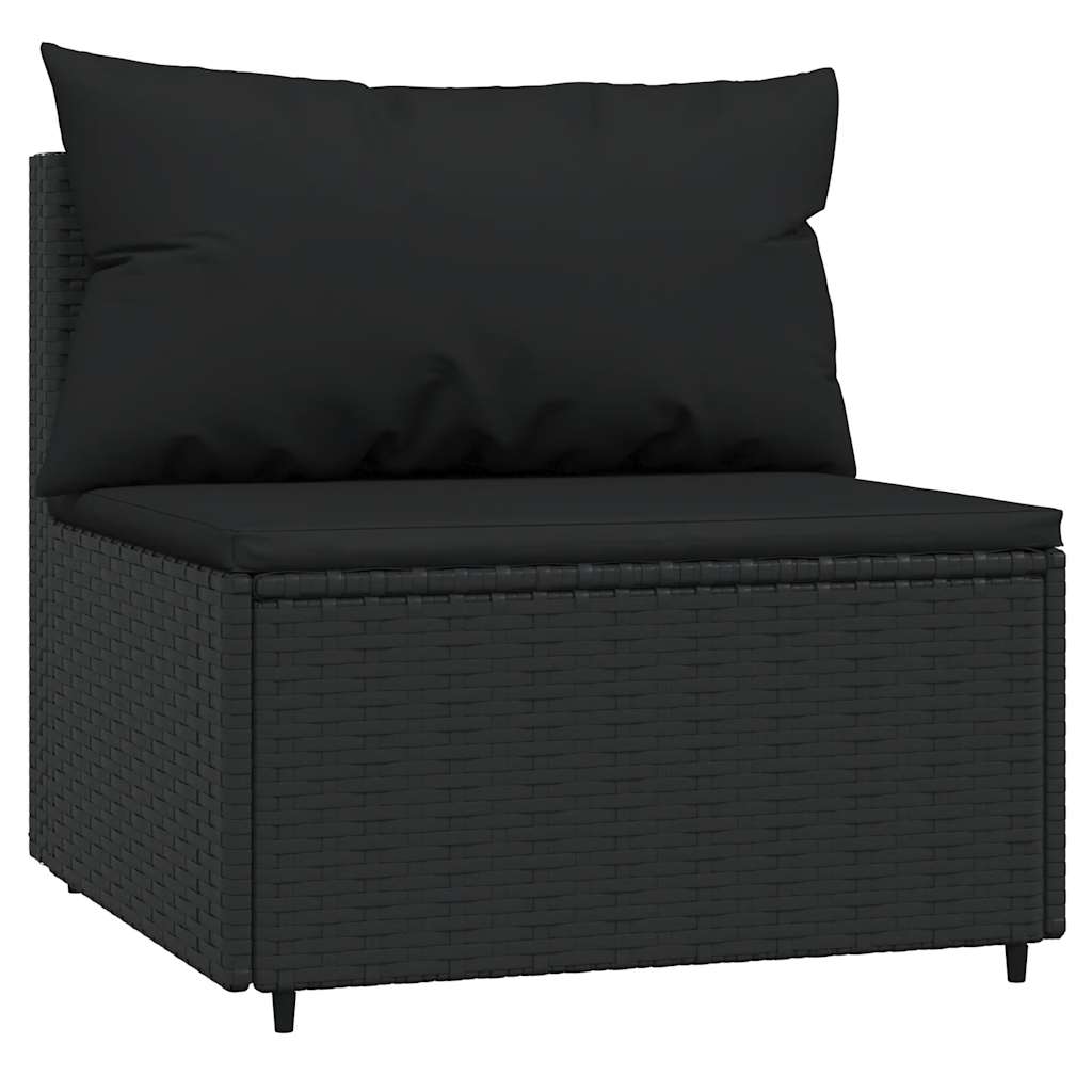 vidaXL Set mobilier de grădină cu perne, 3 piese, negru, poliratan vidaXL Set mobilier de grădină cu perne, 3 piese, negru, poliratan