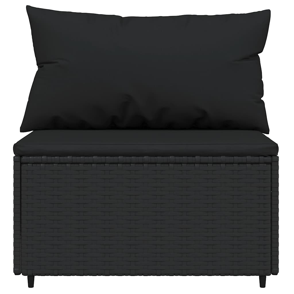 vidaXL Set mobilier de grădină cu perne, 3 piese, negru, poliratan vidaXL Set mobilier de grădină cu perne, 3 piese, negru, poliratan
