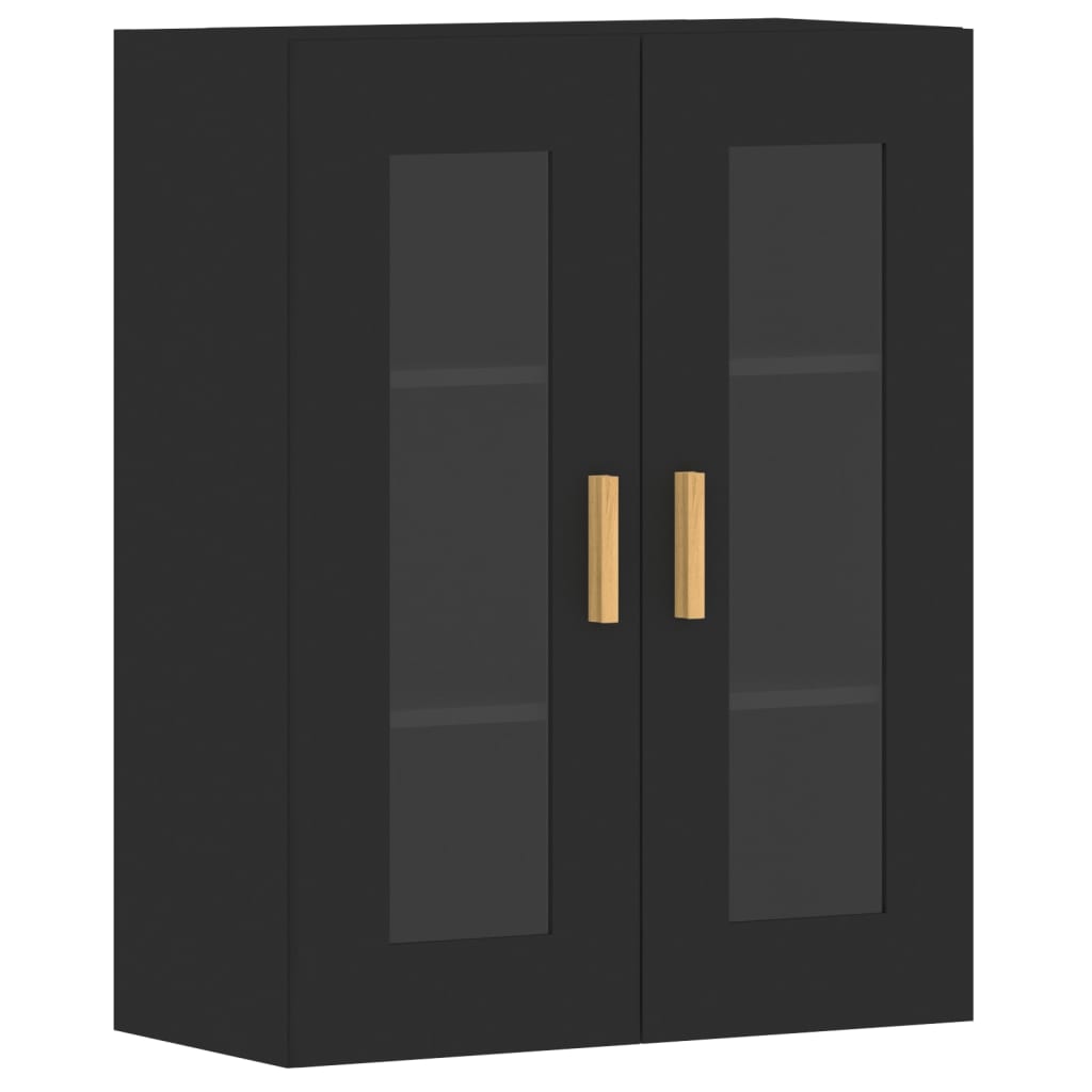 vidaXL Dulapuri montate pe perete, 2 buc, negru, lemn prelucrat