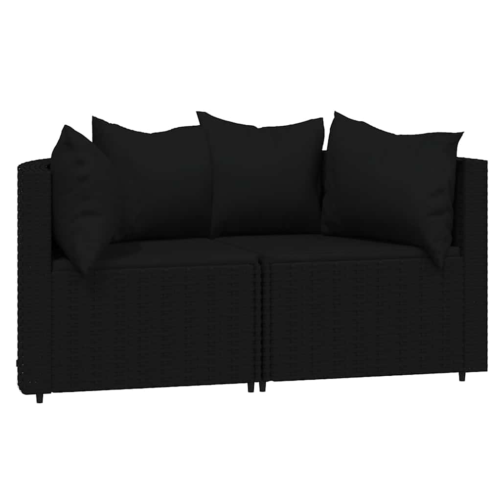 vidaXL Set mobilier de grădină cu perne, 3 piese, negru, poliratan vidaXL Set mobilier de grădină cu perne, 3 piese, negru, poliratan