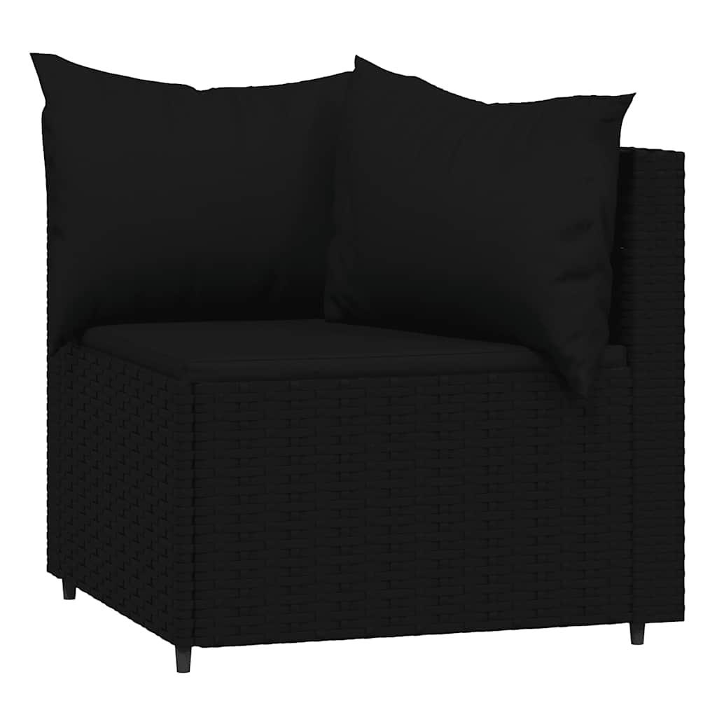 vidaXL Set mobilier de grădină cu perne, 3 piese, negru, poliratan vidaXL Set mobilier de grădină cu perne, 3 piese, negru, poliratan