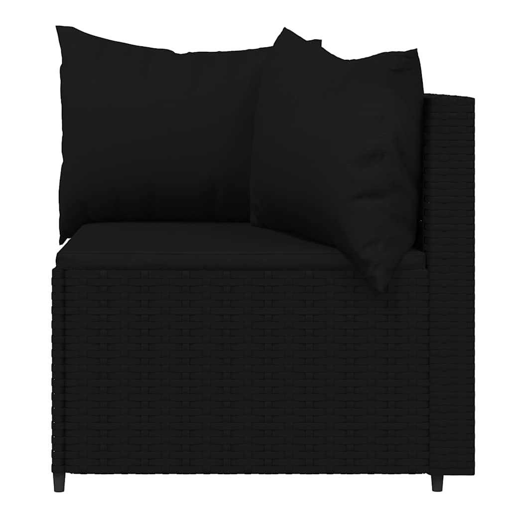 vidaXL Set mobilier de grădină cu perne, 3 piese, negru, poliratan vidaXL Set mobilier de grădină cu perne, 3 piese, negru, poliratan