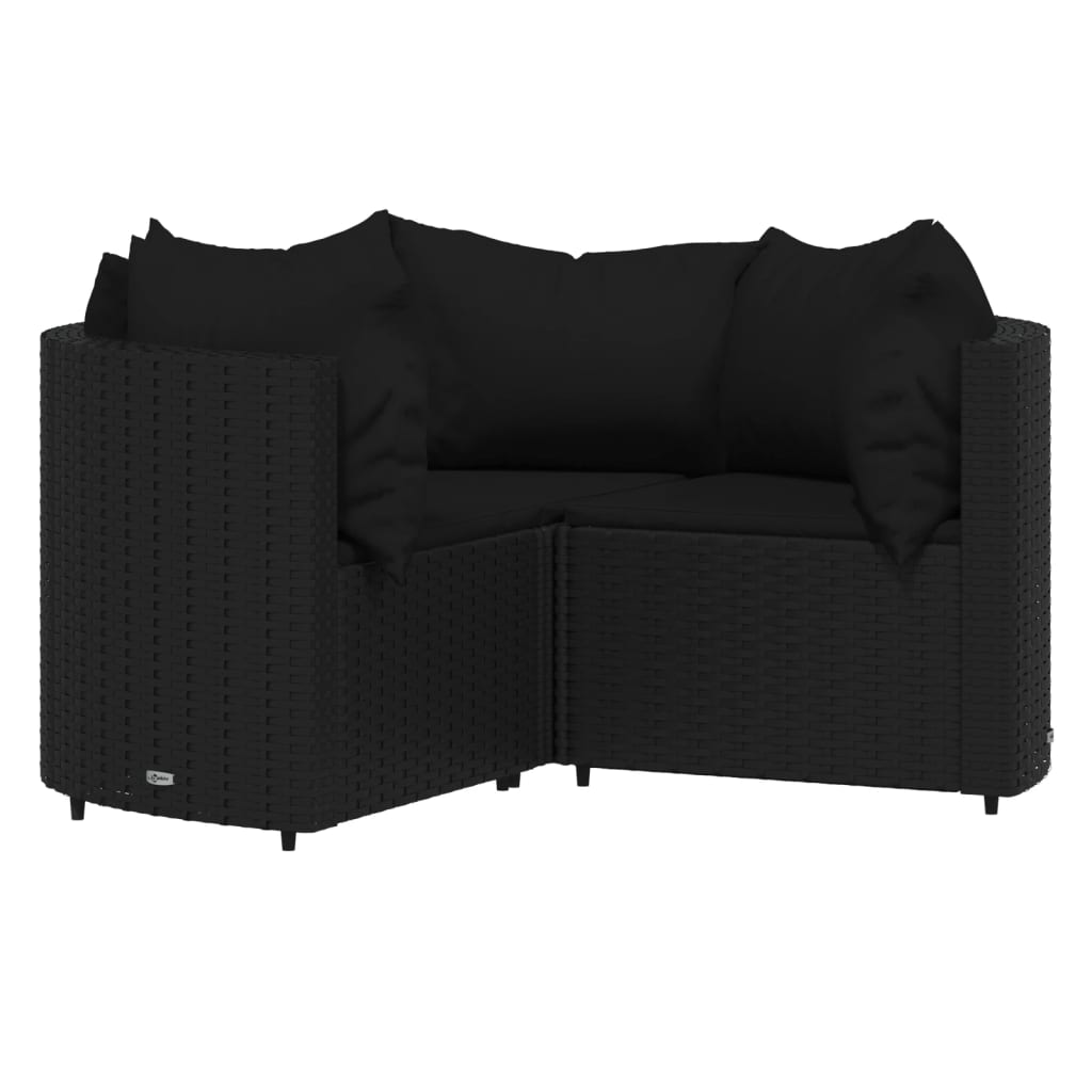 vidaXL Set mobilier relaxare grădină 4 piese cu perne poliratan negru