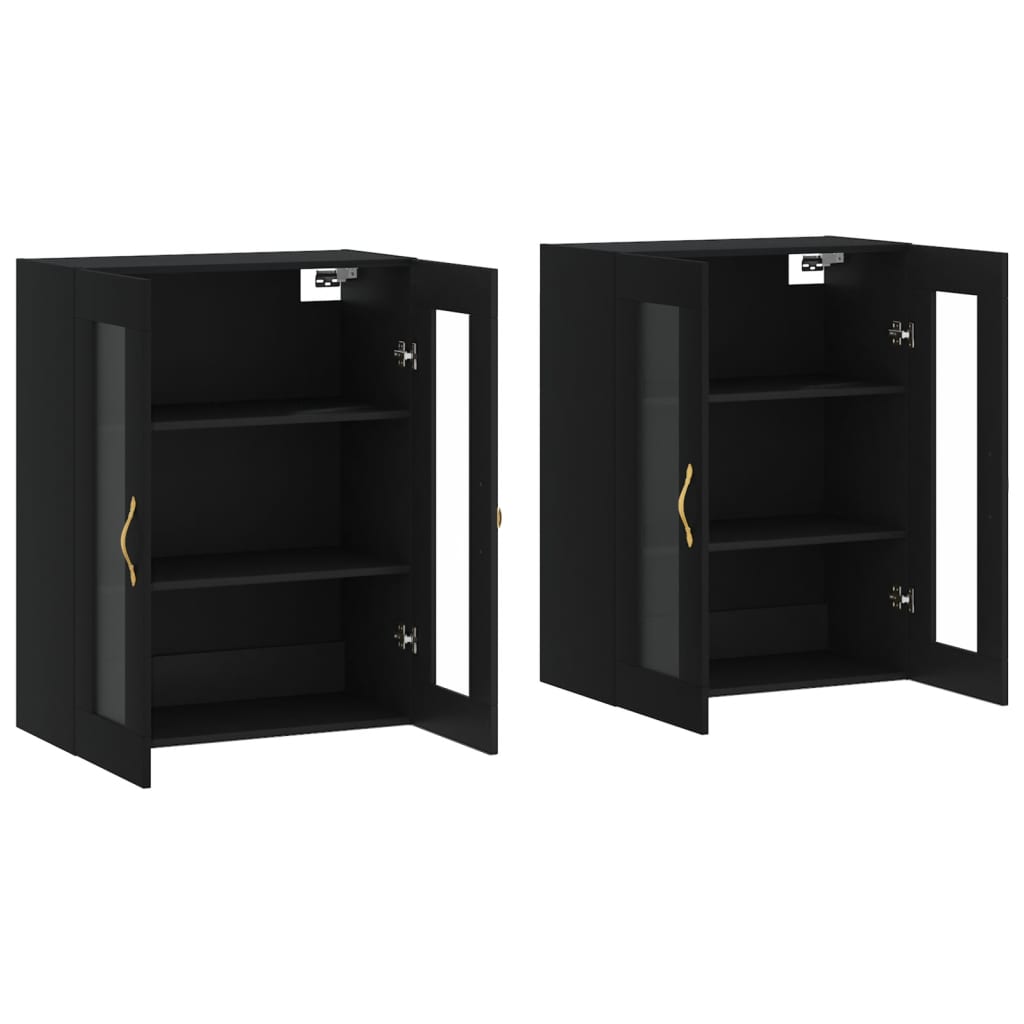 vidaXL Dulapuri montate pe perete, 2 buc, negru, lemn prelucrat