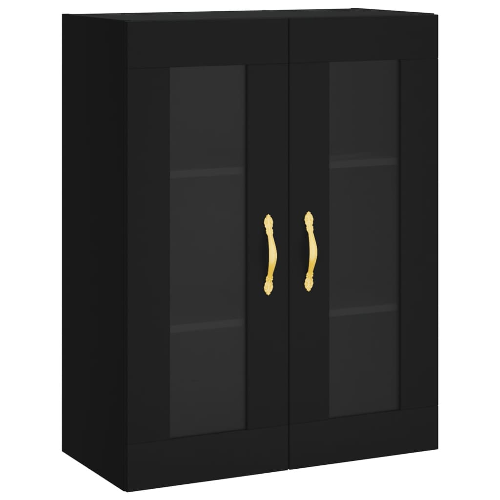 vidaXL Dulapuri montate pe perete, 2 buc, negru, lemn prelucrat